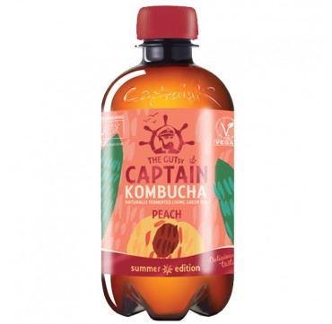 The Gutsy Captain Kombucha Naturally Fermented Living Green Tea Peach Summer Edition Τσάι Κεφιρ Με Γεύση Ροδάκινο 400ml