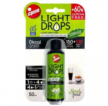 Epsa Light Drops Stevia 250 Δόσεις (150+100 Δώρο) 50ml 