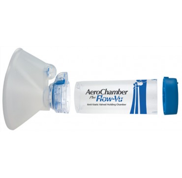 AEROCHAMBER PLUS FLOW-VU ΜΕΓΑΛΗ ΜΑΣΚΑ ΑΝΤΙΣΤΑΤΙΚΟΣ ΑΕΡΟΘΑΛΑΜΟΣ ΕΙΣΠΝΟΩΝ ΜΕ ΒΑΛΒΙΔΑ 1ΤΜΧ