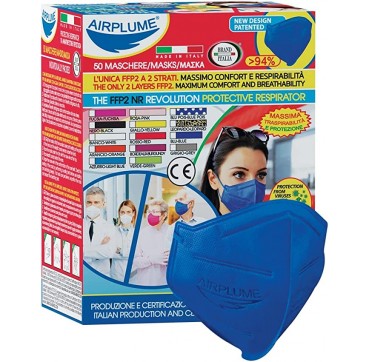 Airplume Brand Italia Μάσκα Προστασίας 4ply FFP2 NR Μπλε 1τμχ