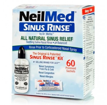 Neilmed Sinus Rinse Original Kit All Natural Relief Για Ρινικές Πλύσεις Μεγάλου Όγκου Περιέχει 1 Φιάλη & 60 Φακελίσκους