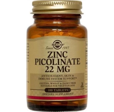 SOLGAR ZINC PICOLINATE 22mg 100tabs SOLGAR ZINC PICOLINATE 22mg 100tabs