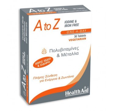 Health Aid A to Z Iodine & Iron Free Πολυβιταμίνες & Μέταλλα 30Tabs
