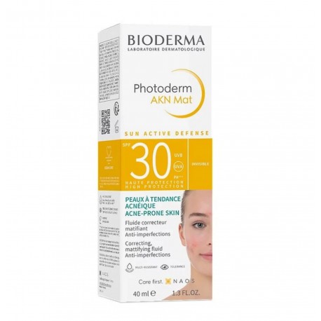 Bioderma Photoderm AKN Mat Fluid Spf30 Αντιηλιακό Προσώπου για Ματ Αποτέλεσμα, 40ml