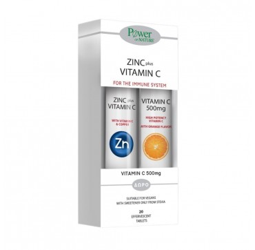 Power Health Zinc & Vitamin C Stevia 20 αναβράζοντα δισκία & Vitamin C 500mg 20 αναβράζοντα δισκία Λεμόνι