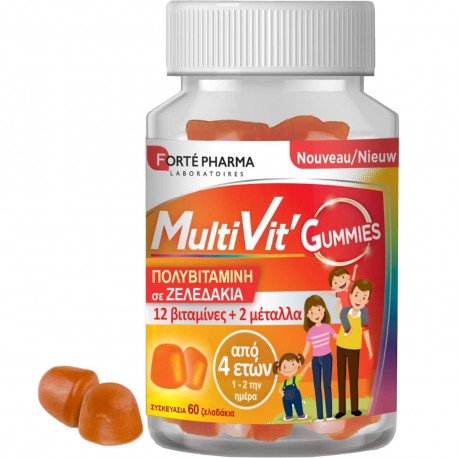 Forte Pharma MultiVit' Gummies Πολυβιταμίνη σε Ζελεδάκια για Ενέργεια από 4 ετών,30 gummies 