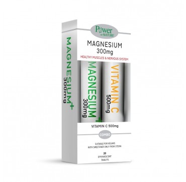 Power Health Magnesium 300mg Stevia 1+1 Δώρο Vitamin C 500mg