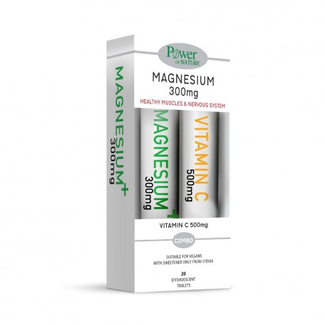 Power Health Magnesium 300mg Stevia 1+1 Δώρο Vitamin C 500mg