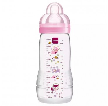 Mam Easy Active Πλαστικό Μπιμπερό με Θηλή Σιλικόνης (361SG)Ροζ 4+ μηνών,330ml