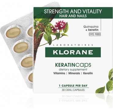Klorane Keratin Caps Συμπλήρωμα Διατροφής με Κινίνη & Κερατίνη για Μαλλιά & Νύχια, 30caps