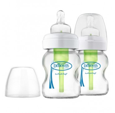 DR BROWN'S NATURAL FLOW OPTIONS+ ANTI-COLIC ΓΥΑΛΙΝΟ ΜΠΙΜΠΕΡΟ ΜΕ ΦΑΡΔΥ ΛΑΙΜΟ WB52700 2X150ML