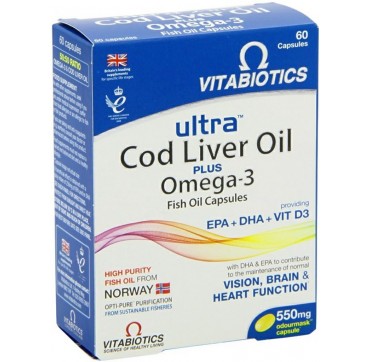 Vitabiotics Ultra Cod Liver Oil + Omega 3 60caps