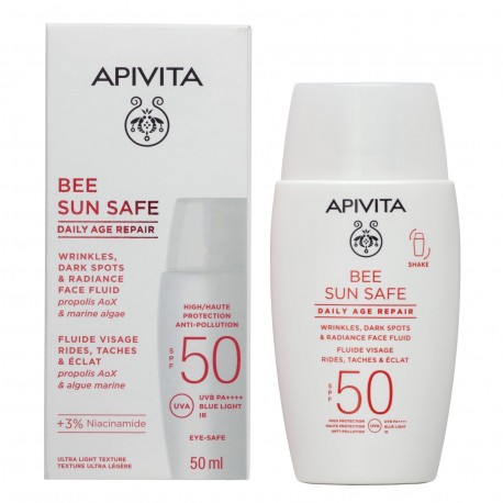 Apivita Bee Sun Safe Daily Age Repair SPF50 Λεπτόρρευστη Κρέμα Προσώπου Κατά των Πανάδων & των Ρυτίδων, 50ml