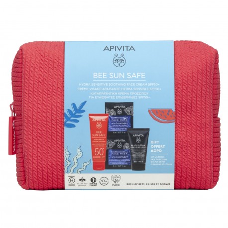 Apivita Promo Bee Sun Safe Dry Touch Invisible Face Fluid SPF50 50ml & Δώρο Sea Levander Face Masks 2x8ml & Cleansing Gelly 50ml