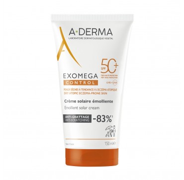 A-Derma Exomega Control Emollient Solar Cream SPF50+ Αντηλιακό Γαλάκτωμα για Ξηρό και Ατοπικό Δέρμα,150ml