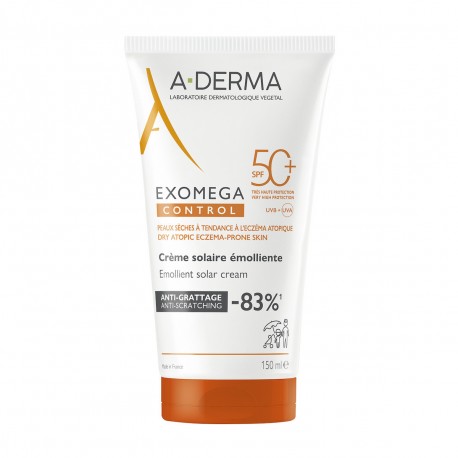 A-Derma Exomega Control Emollient Solar Cream SPF50+ Αντηλιακό Γαλάκτωμα για Ξηρό και Ατοπικό Δέρμα,150ml