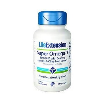 LIFE EXTENSION SUPER OMEGA 3 with EPA/DHA with Sesame Lignans Olive, 60 soft gels LIFE EXTENSION SUPER OMEGA 3 with EPA/DHA with Sesame Lignans Olive, 60 soft gels