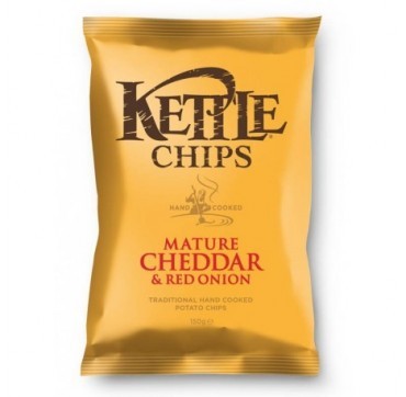 Kettle Chips Mature Cheddar & Red Onion Πατατάκια Τηγανισμένα Στο Χέρι Με Γεύση Ώριμο Τυρί Τσεντάρ & Κόκκινο Κρεμμυδι 150g