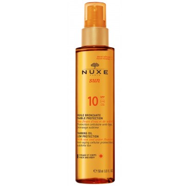 Nuxe SUN tanning oil- Λάδι μαυρίσματος για πρόσωπο & σώμα SPF 10 