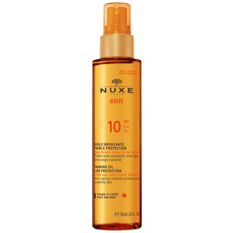 Nuxe SUN tanning oil- Λάδι μαυρίσματος για πρόσωπο & σώμα SPF 10 