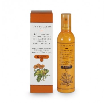 L'ERBOLARIO ELASTICISING SUN OIL WITH MARIGOLD JOJOBA & WALNUT HULL FOR INTENSE TAN LOW PROTECTION 6SPF 100ML L'ERBOLARIO ELASTICISING SUN OIL WITH MARIGOLD JOJOBA & WALNUT HULL FOR INTENSE TAN LOW PROTECTION 6SPF 100ML