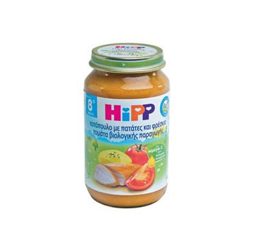Hipp Παιδική Τροφή Bio Κοτόπουλο Με Πατάτες Και Τομάτα Βιολογικής Παραγωγής Κατάλληλο Από Τον 10ο Μήνα 220g