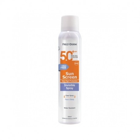 FREZYDERM SUNSCREEN INVISIBLE SPRAY SPF 50+ 200 ml (+50ml ΔΩΡΟ)