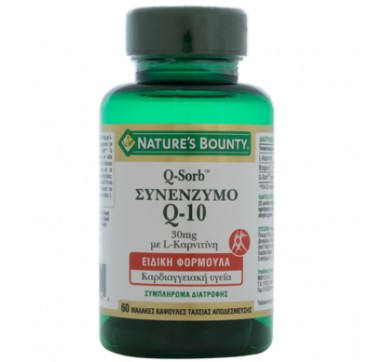 NATURE'S BOUNTY Q-SORB ΣΥΝΕΝΖΥΜΟ Q-10 30MG ΜΕ L-ΚΑΡΝΙΤΙΝΗ 60SOFTGELS FAST RELEASE NATURE'S BOUNTY Q-SORB ΣΥΝΕΝΖΥΜΟ Q-10 30MG ΜΕ L-ΚΑΡΝΙΤΙΝΗ 60SOFTGELS FAST RELEASE