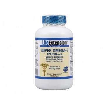 LIFE EXTENSION SUPER OMEGA 3 with EPA/DHA with Sesame Lignans Olive, 60 soft gels LIFE EXTENSION SUPER OMEGA 3 with EPA/DHA with Sesame Lignans Olive, 120 soft gels
