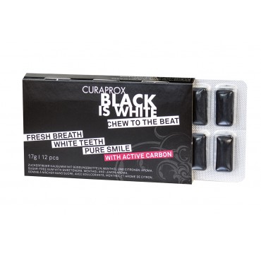 CURAPROX BLACK IS WHITE CHEW FOR WHITE ΤΣΙΧΛΑ ΜΕ ΕΝΕΡΓΟ ΑΝΘΡΑΚΑ 17G/12PCS CURAPROX BLACK IS WHITE CHEW FOR WHITE ΤΣΙΧΛΑ ΜΕ ΕΝΕΡΓΟ ΑΝΘΡΑΚΑ 17G/12PCS